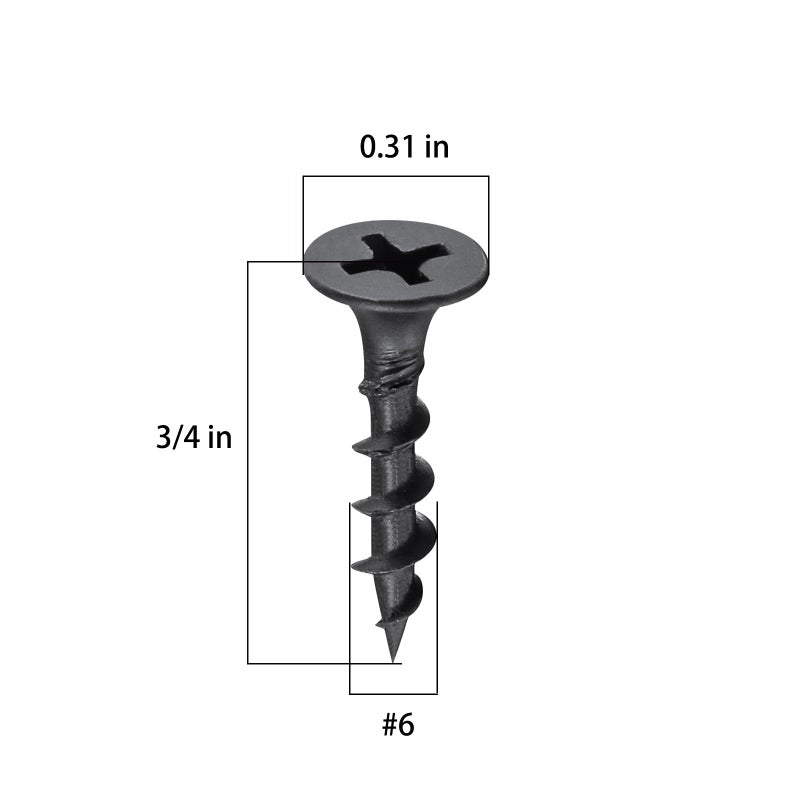 Wensilon (500 pcs)#6X3/4 Black Fastener Drywall Screws-Phillips with coarse Threaded tip, Black, Suitable for Drywall Slate, Wood, etc.(1 pounds) - Image 5